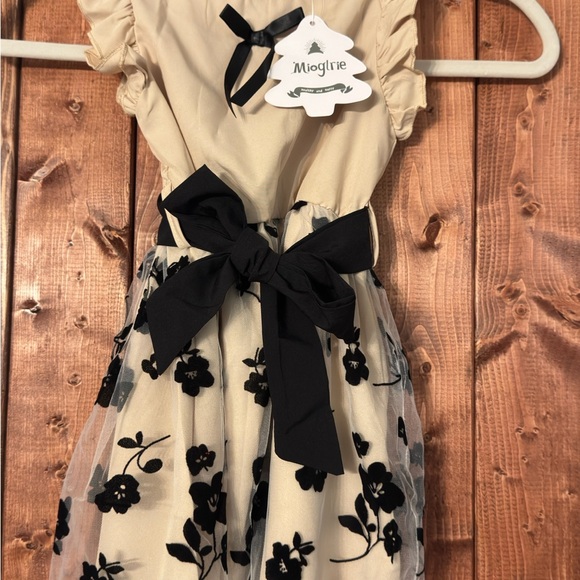 Other - Cream and Black Floral Kids Dress